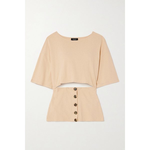 버튼 장식 컷아웃 코튼 저지 티셔츠 1647597316051131