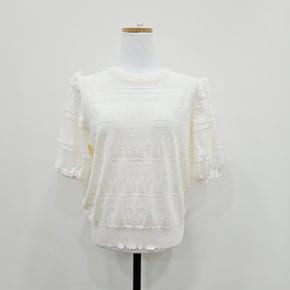 라운드레이스펀칭반팔니트 FM6D3KT3229IV_SH