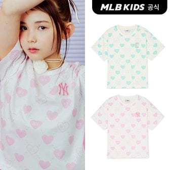 MLB키즈 (공식)24SS 하트 전판 반팔 티셔츠 (2color)7FTSH0143