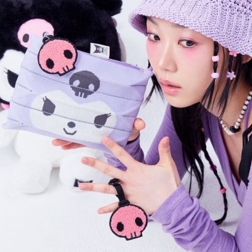 Lucky Pleats Knit Clutch S Kuromi Lavender