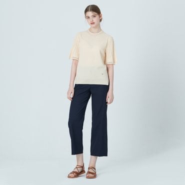 기비 린넨 스트레이트 밴딩 팬츠 GY25M1FRAS339