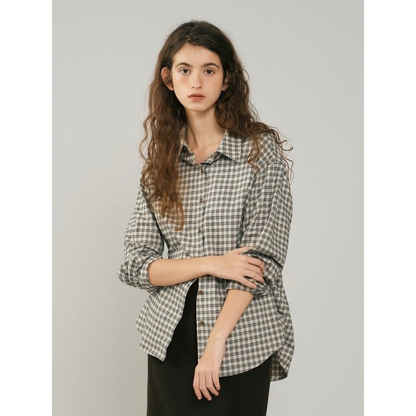 P Soft Brushed Texture Shirt_Check Ivory