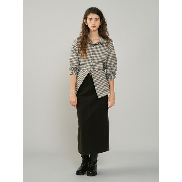 P Soft Brushed Texture Shirt_Check Ivory