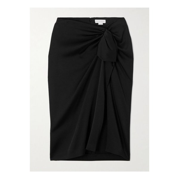 스텔라매카트니 랩 이펙트 드레이프 새틴 미디 스커트 블랙 46376663162848902