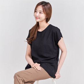 여성 빅사이즈 인견 반팔 롱블라우스 롱티셔츠 1412 (F~2XL)