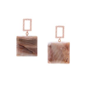 하지나 Petrified Wood Void Cubic Earrings