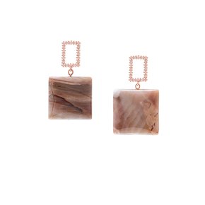 하지나 Petrified Wood Void Cubic Earrings