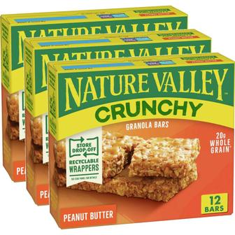  미국직구 Nature Valley 네이처벨리 크런치 피넛버터 그래놀라바 12바 3팩