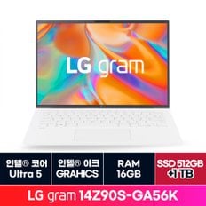 [청구할인][정품 윈도우 11홈]LG전자 그램 14인치 14Z90S-GA56K 16GB 512GB  + 1TB 추가 ON