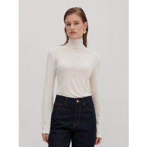 울 소프트 하이넥 티셔츠 화이트 LF26005TS05WH