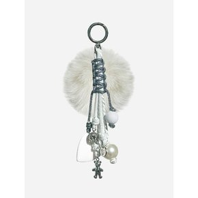 Multi Weaving Fur Keyring - White Fur