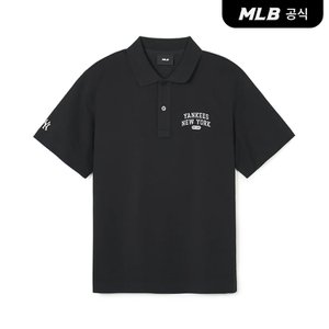 MLB [코리아공식]바시티 오버핏 카라 티셔츠 NY (Black)