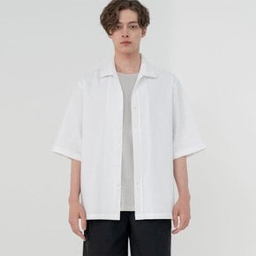 SHORT SLEEVE LINEN OVER SHIRT_WHITE