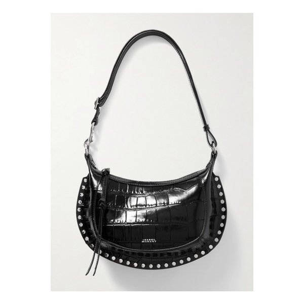 오스칸 문 스터드 크로커다일 이펙트 페이턴트 가죽 숄더 백 블랙 46376663162936995