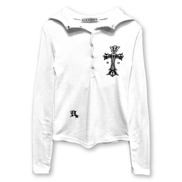 Warm Cross Cozy Snap Hoodie_Ivory