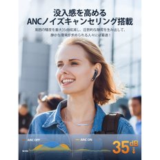 ANC ALFOX블루투스 5.3+ 베이스 부스트, 최대 35dB의 노이즈 캔슬링무선 이어폰