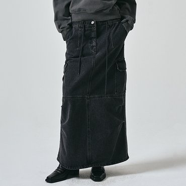 노이어 데님 카고 스커트 (그레이)