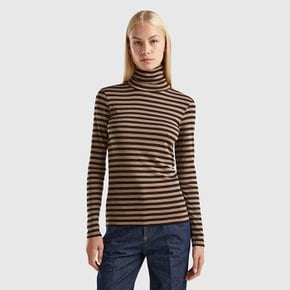 Striped turtleneck cotton t-shirt_3OA6E222594A