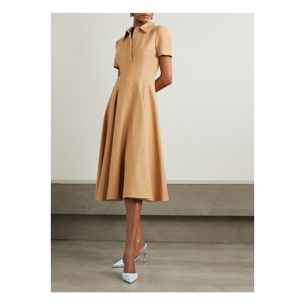 에밀리아 윅스테드 조디 패널 코튼 혼방 자카드 셔츠 드레스 탠 브라운 46376663162865175