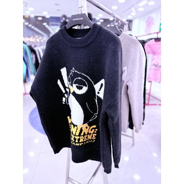 [여주점] 팽귄 빅, 오버핏헤비니트,블랙 JGZZ51C06