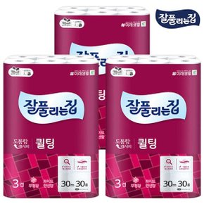 잘풀리는집 더 도톰한 3겹엠보싱 퀼팅 30M 30롤 x3팩_P302770003