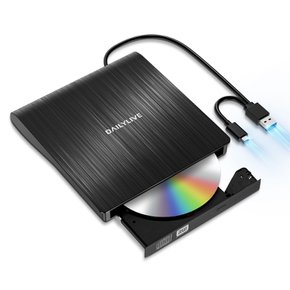 [2023 DAILYLIVE DVDCD DVD DVD-R USB3.0&Type-C WindowLinuxMac 신등장] 블랙 외장 드라이브