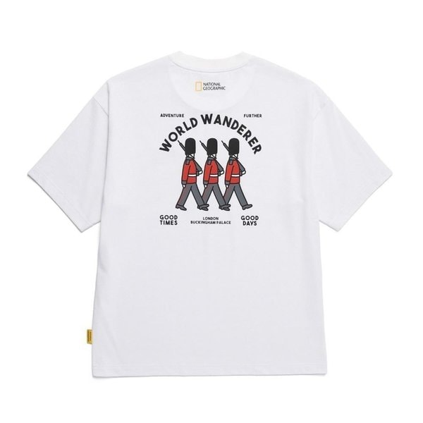 [여주점] N252UTS111 오비스 유니 WANDERER 그래픽 세미오버핏 반팔 티셔츠 WHITE