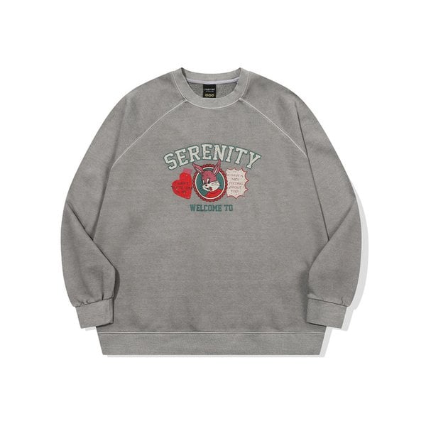 세레니티 레글런 피그먼트 맨투맨 고스트그레이