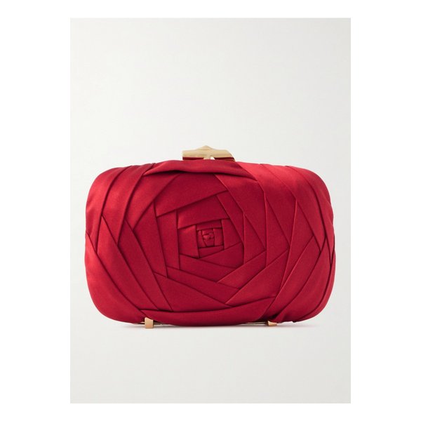 부아뜨 드 뉘 로즈 장식 새틴 클러치 레드 46376663162925362