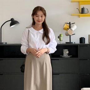 여성 데일리 둥근 카라 반오픈 긴팔 블라우스