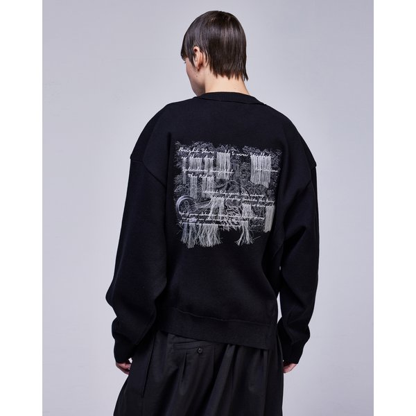 [파주점] 컬렉션 미러드 유스 엠브로이드 니트 SH2KT700BK