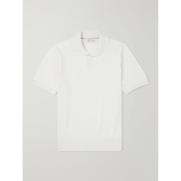 브루넬로쿠치넬리 오픈 칼라 코튼 폴로 셔츠 46376663163115445