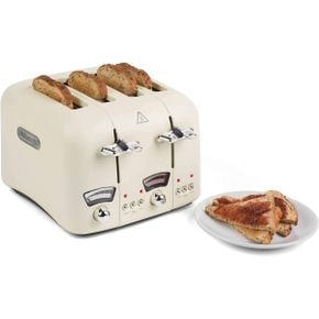 영국 드롱기 토스터 DeLonghi CT04E Argento RetroStyle Four Slice Toaster 1600 W 스테인리스