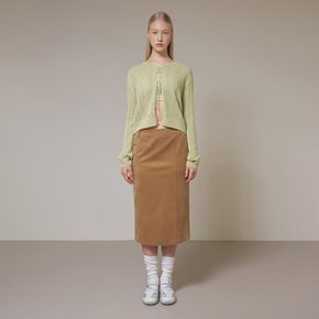 Suede One Pocket Middle Skirt in Camel VW4SS122-92