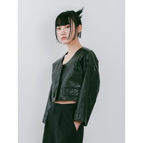 Vegan Leather Cropped Jacket (JVSB204)