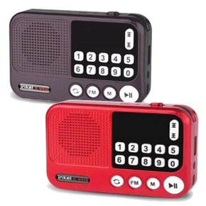 충전식 휴대용 효도라디오+이어폰(레드) USB/TF