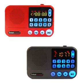 충전식 휴대용 효도라디오+이어폰(레드) USB/TF