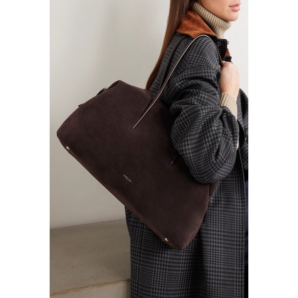드멜리어 스톡홀름 가죽 트리밍 스웨이드 토트백 초콜릿 46376663162972693