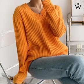 브이넥 데일리 베이직 배색 니트  WIBANT060 _P356425878