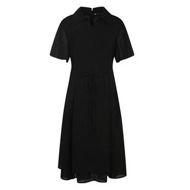 르샵블랑 옵션 끈벨트 오픈카라 쉬폰 반팔 원피스(L1G22WOP830)