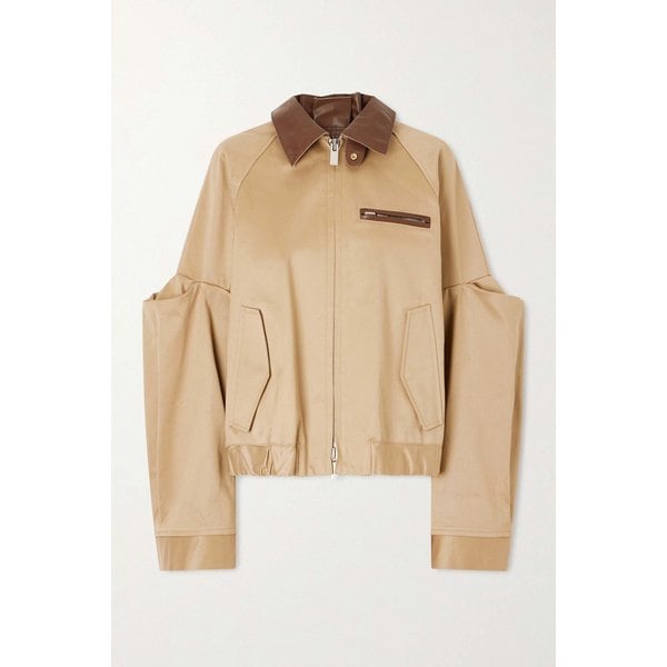 플리츠 가죽 트리밍 코튼 트윌 재킷 46376663162958860