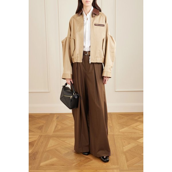 플리츠 가죽 트리밍 코튼 트윌 재킷 46376663162958860