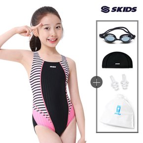 5종세트 스키즈 여아동 원피스 실내수영복 블랙 수모+수경+파우치 SC5GS602OBKs5