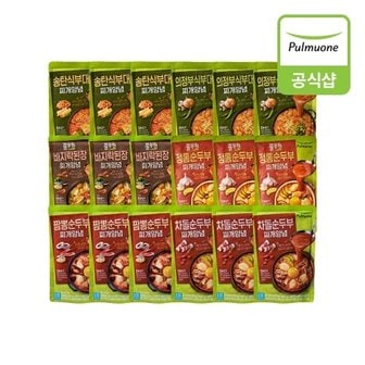 풀무원 부대 순두부 양념6종 18개(송탄3+의정부3+바지락된장3+정통3+짬뽕3+차돌3)