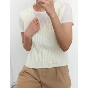 베이직 심플 브이넥 배색 베스트  WIBAVT026 _P356431756