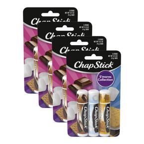 [해외직구] 챕스틱 스모어 콜렉션 3가지향 립밤 3입 4팩 ChapStick S`mores Collection Graham Cracker, Marshmallow and Milk Chocolat