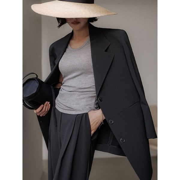 골지 슬림 슬리브리스(멜란지그레이)