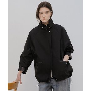 High-neck leather point work jacket [TISP05JK06]_Black