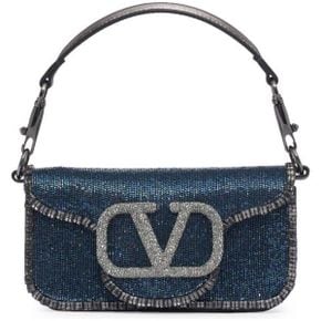 우먼 Valentino Garavani 스몰 Locò Beaded 숄더백 크로스백 Denim/Antracite/Diamond 7838653