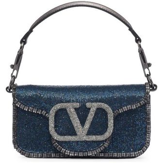 발렌티노 우먼 Valentino Garavani 스몰 Locò Beaded 숄더백 크로스백 Denim/Antracite/Diamond 7838653